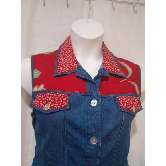 Vintage Denim And Floral Vest, Stonebridge, Sz 14 Hong Kong - Picture 2 of 8